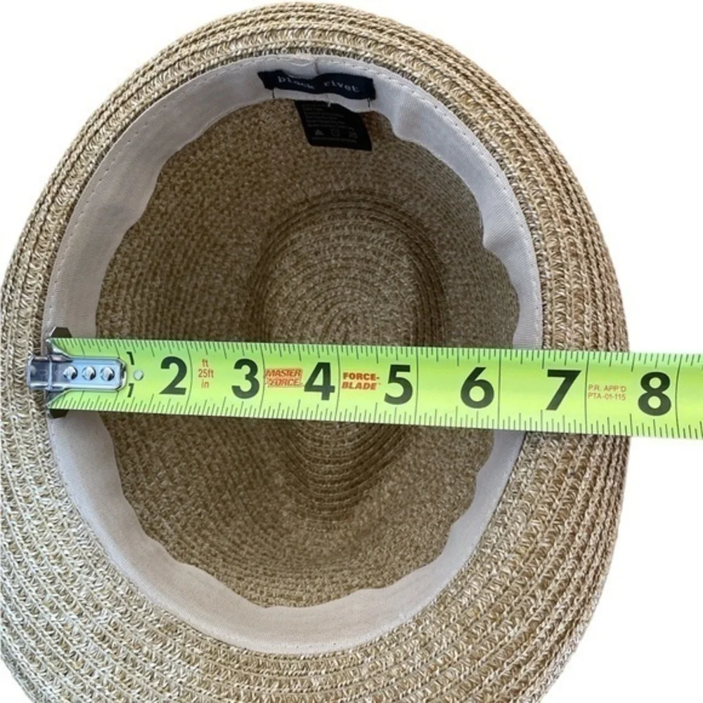 Black Rivet Women’s Woven Fedora Derby Hat Floral Trim Western Boho‎